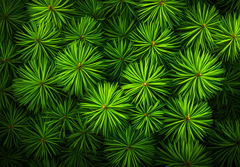 Obraz premium Green pine tree branches in close - up. Natural evergreen wallpaper for Christmas and New Year celebration.
