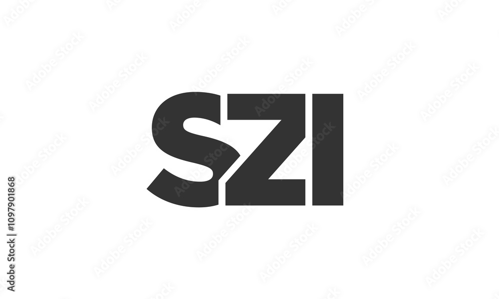 Aufkleber szi logo design template with strong and modern bold text. initial based vector logotype featuring s