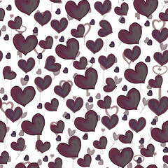 Fototapeta premium Illustrations with hearts and the word Love for creating cards, decor, wedding invitations and Valentine's cards