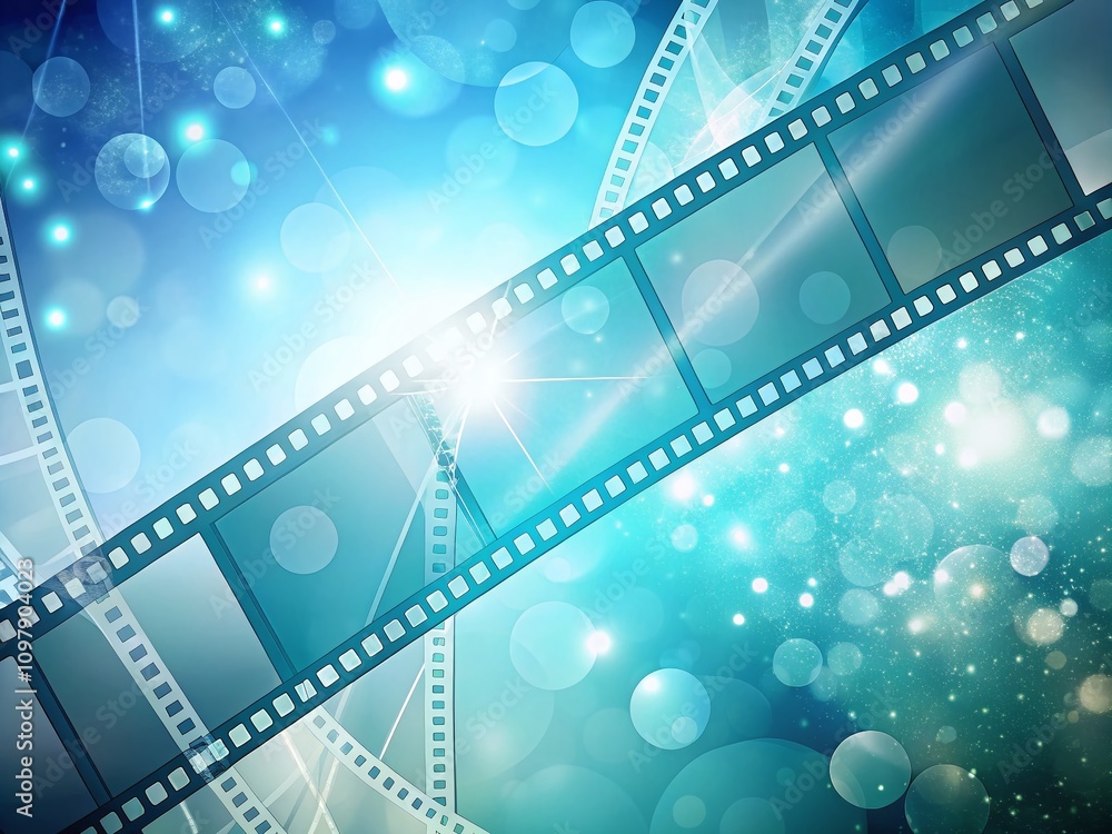 Poster light blue and grey filmstrips abstract background with dynamic design elements for creative project