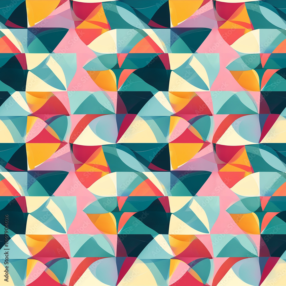 Poster colorful abstract geometric patterns create a vibrant visual tapestry of shapes and hues