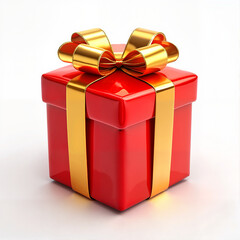 Obraz premium Red present with golden bow for Christmas
