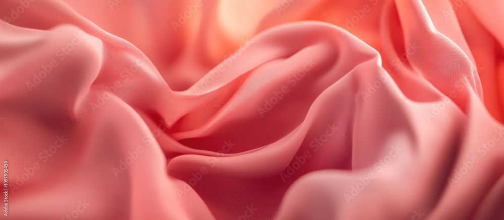 Poster elegant closeup of soft pink fabric waves with high key lighting creating a dreamy and delicate atmo