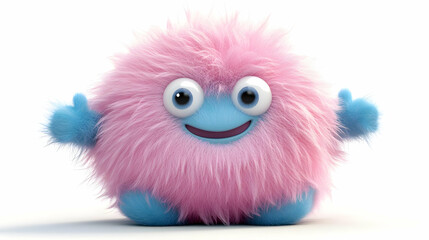 Fototapeta premium Pink Fluffy 3D Monster Illustration