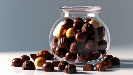 glass jar with chocolate isolated on transparent background , Generative Ai.