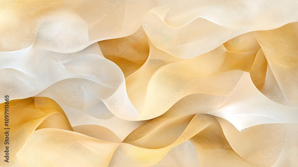 Poster Elegant Abstract Texture of Soft Cream and Golden Waves Creating a Warm and Inviting Background