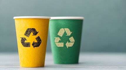 Eco-friendly cups promoting recycling awareness
