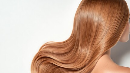 Fototapeta premium Silky Smooth Long Hair Flowing Elegantly Against a Bright White Background