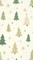 Obraz premium Festive Pattern of Christmas Trees and Snowflakes