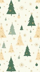 Obraz premium Festive Pattern of Christmas Trees and Snowflakes