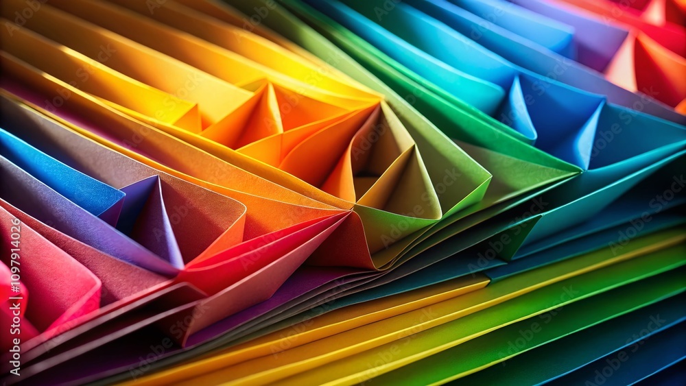Poster macro photography of a sheet of paper folding into rectangles and vanishing in a soft focus, capturi