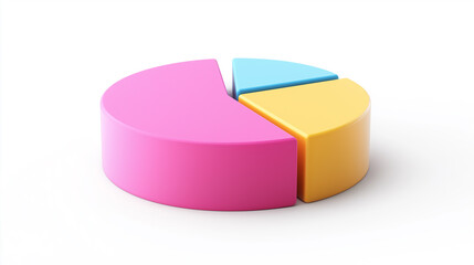 Obraz premium Simple, abstract 3D pie chart isolated on white, with floating labels - Conceptual and clean, studio light