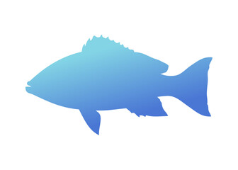 Ilustración de vida marina. Silueta aislada de mero