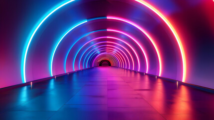Neon Tunnel 3D Illustration