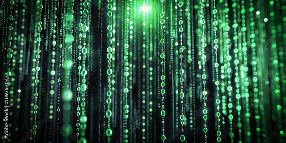 Poster matrix style binary background with falling numbers for futuristic digital art and technology themes