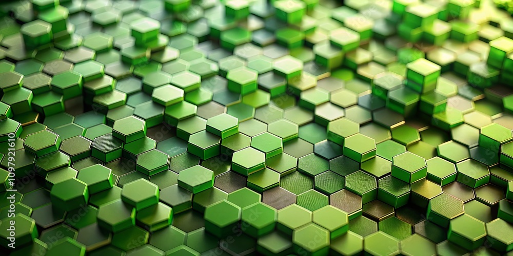 Poster minimal geometric pattern of small hexagons in shades of greenery for modern design and background u