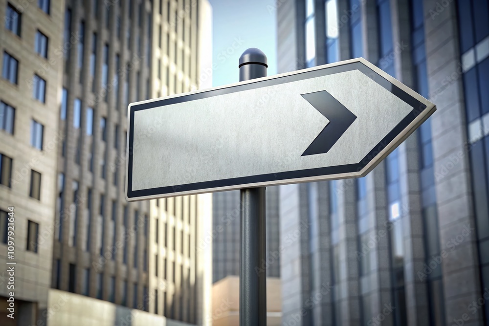 Poster Minimalist 3D Rendering of an Unknown Arrow Street Sign in a Clean Urban Environment for Contemporary Design Projects and Visual Communication Needs