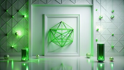Minimalist 3D Green Cybersigil Frame Design for Futuristic Spaces and Digital Art, Perfect for Tech-Themed Projects and Modern Decor Inspirations