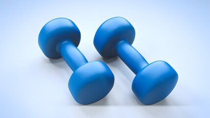 Blue dumbbells for fitness and exercise