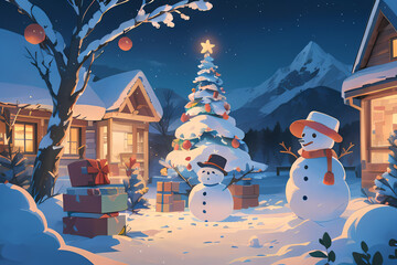 Fototapeta premium christmas tree in the night