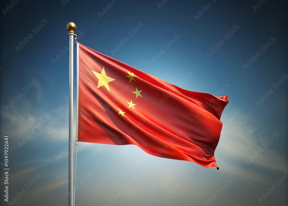 Poster minimalist conceptual image of the flag of china with a gradient mesh background, emphasizing simpli