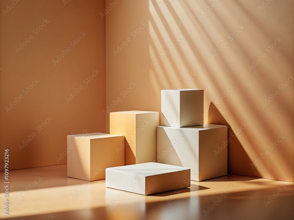 Aufkleber minimalist geometric shapes podium mockup for elegant product presentation in a clean, modern settin