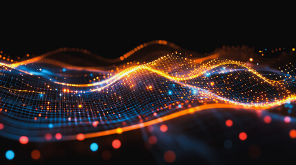 Abstract digital background electromagnetic wave background Innovation digital wave background information technology background The background is the background. gradient wave digital wave banner