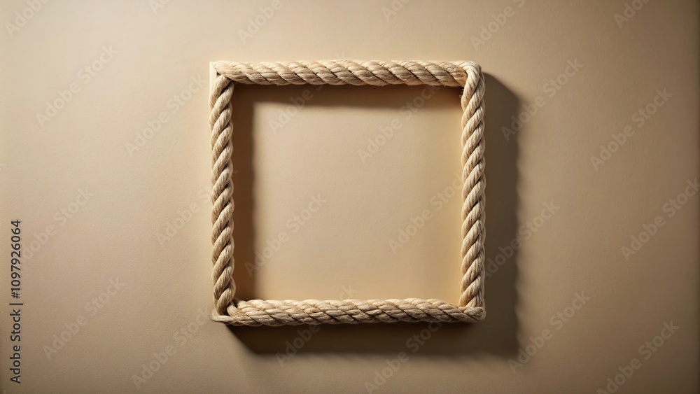 Poster minimalist rope square frame design for creative projects and modern art displays featuring natural 