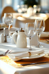 Fototapeta premium table setting in restaurant