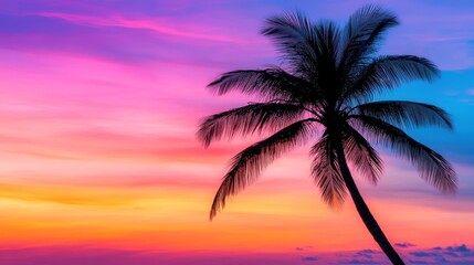 Fototapeta premium Palm Tree Silhouette at Sunset