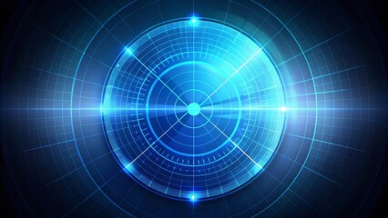 Fototapeta premium Minimalistic Animated Blue Radar Screen with Scanning Effect, Showcasing a Clean and Modern Design for Tech and Navigation Themes in Stock Photography