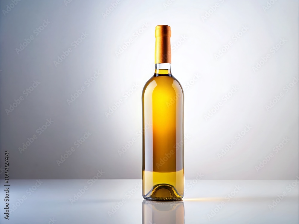 Poster minimalistic wine bottle mockup with blank label on white background for branding and design project