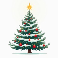 Fototapeta premium christmas tree with gifts isolated on white background in 2D art style