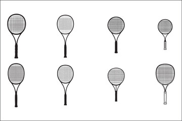 Black tennis racket silhouette vector illustration