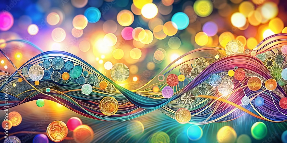 Poster modern abstract doodle lines in bokeh effect for decorative backgrounds and creative design projects