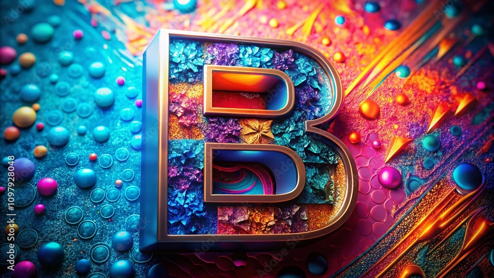 Poster modern and creative macro photography of an initial letter b logo design, showcasing unique shapes a