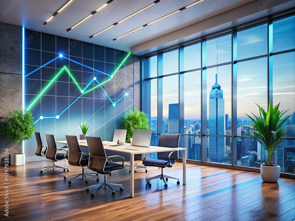 Poster modern architectural photography featuring a pack of line stats icons for data visualization in a sl