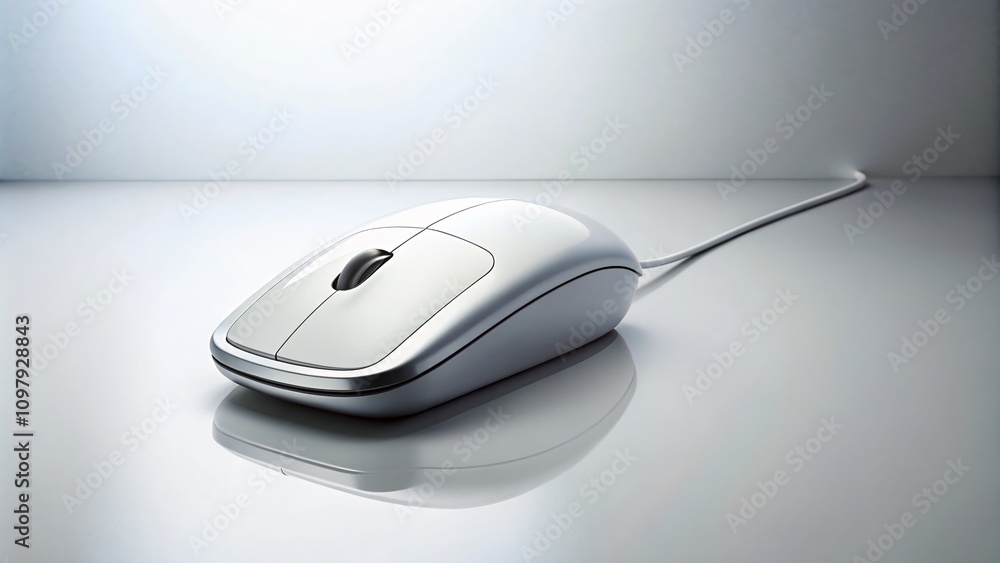Poster Modern Computer Mouse Symbol for Digital Design, Isolated on White Background with Copy Space for Creative Use, Concept of Technology, Online Navigation, and User Interface Design