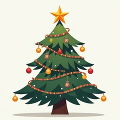 Fototapeta premium christmas tree with gifts isolated on white background in 2D art style