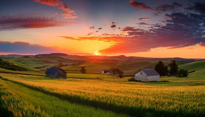 Fototapeta premium The rural landscape becomes a canvas for nature�fs fleeting moments of beauty. 