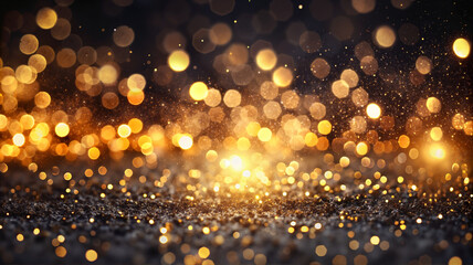 Gold bokeh, abstract festive background