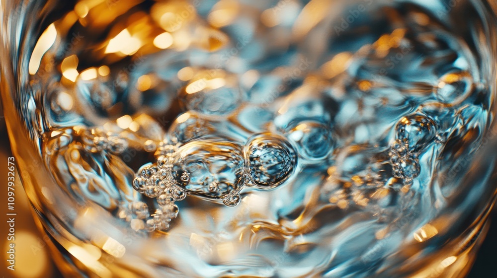 Poster a clear glass, with reflections of light creating a mesmerizing pattern on the surface