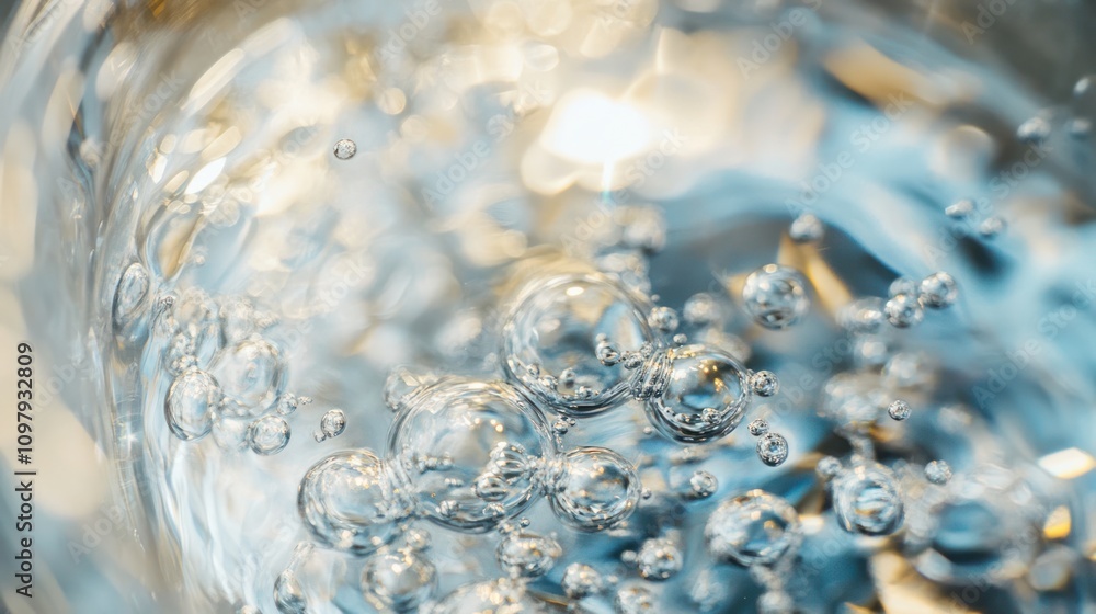 Poster a clear glass, with reflections of light creating a mesmerizing pattern on the surface