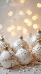 Elegant White and Gold Christmas Ornaments
