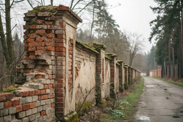 Fototapeta premium Weathered Brick and Stone Walls Set - Old Ruins with Rustic Textures for Architectural Backgrounds