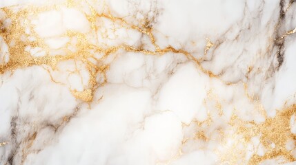 Elegant marble texture featuring white and gold veins, perfect for backgrounds or design.