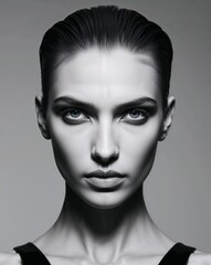 Fototapeta premium A suggestive masculine girl model with a special character. Close-up portrait.