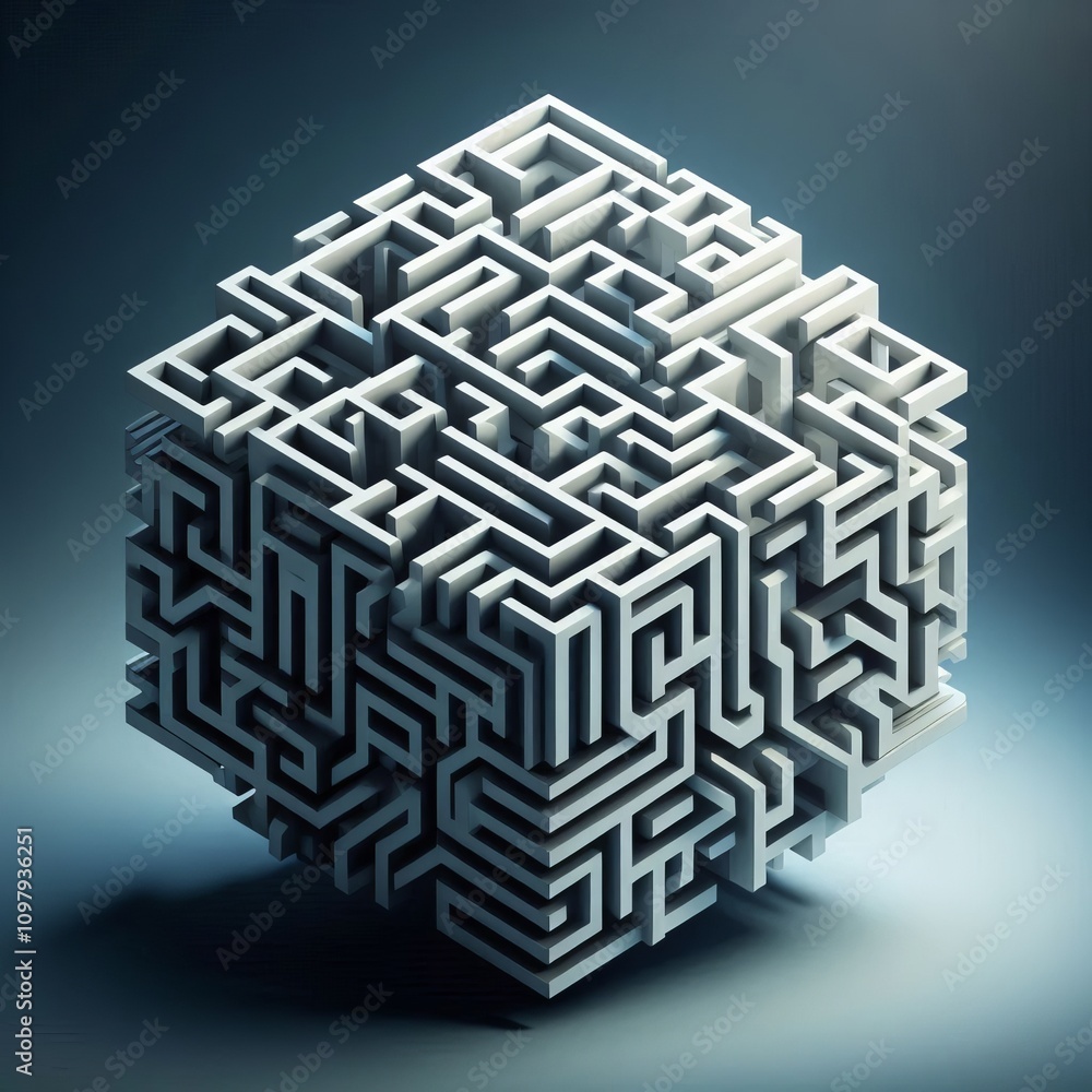 Poster geometric maze a complex puzzle like structure challenging perce