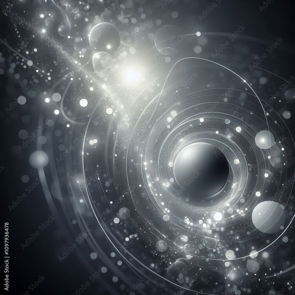 Poster glowing gray gray circles with a soft subtle glow