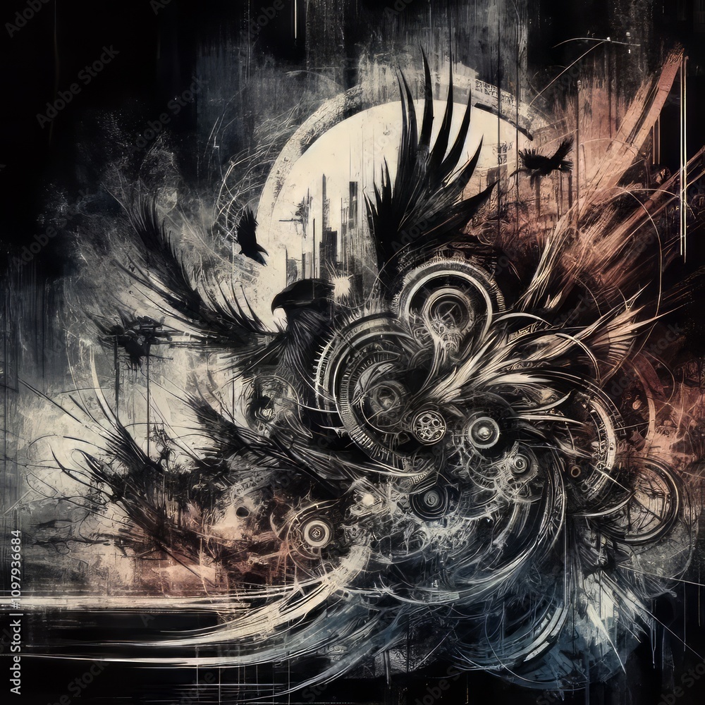 Poster grunge raw and edgy often using distressed textures and dark col